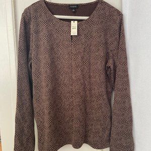 Talbots Size L Brown on Light Brown Animal Print